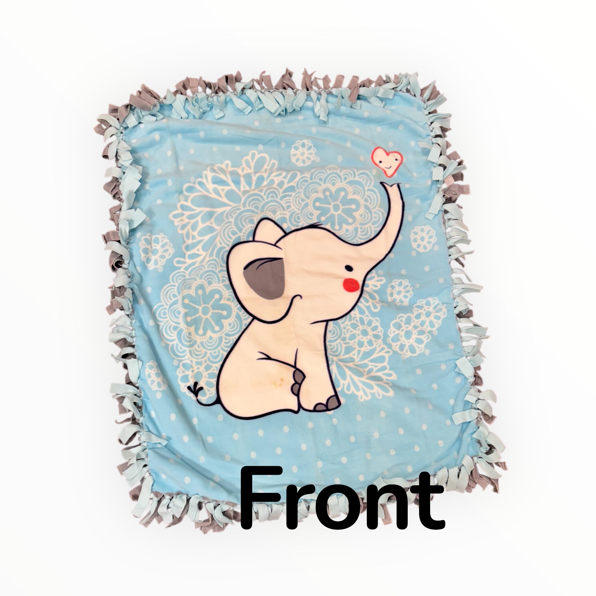 Cut & Tie Elephant Blanket with Red Nose Floral Pattern 48in x 60in Soft Fabric for Children's Rooms & Playrooms