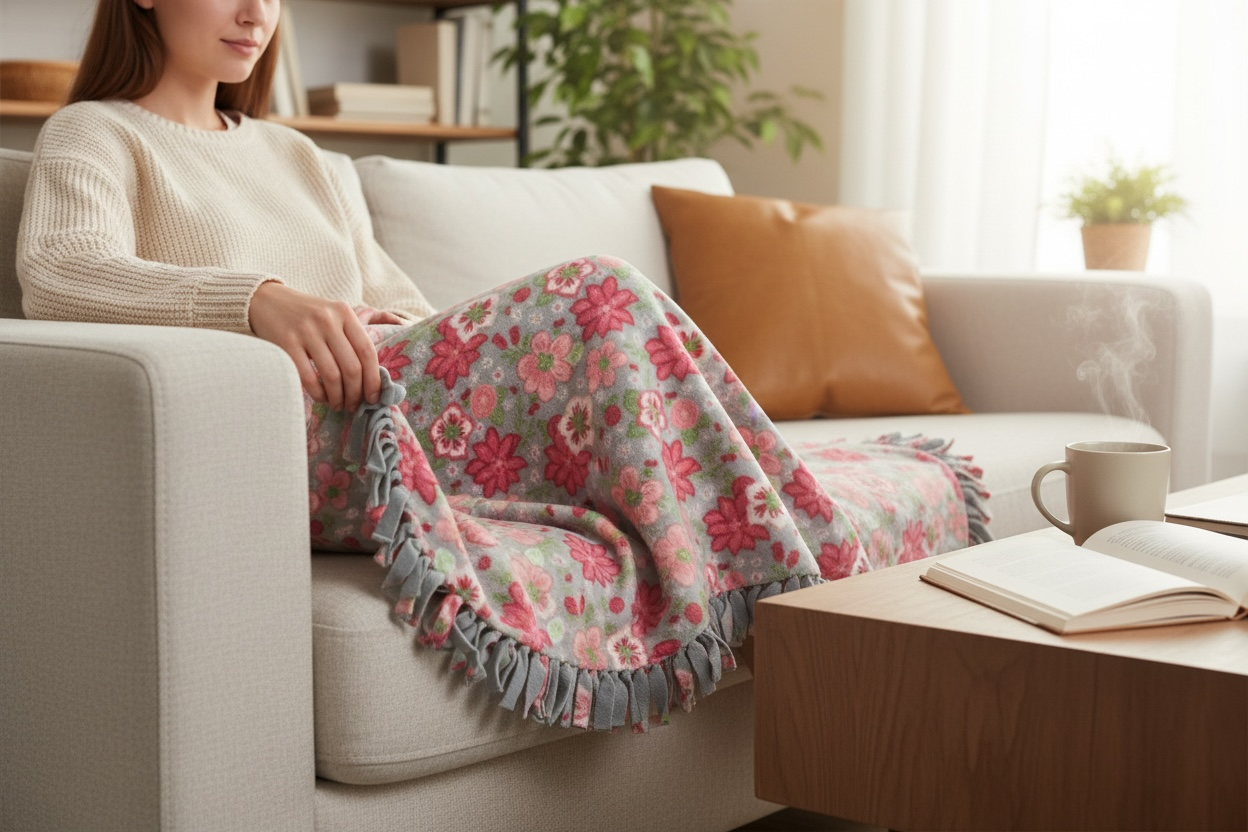 Cut & Tie Pink & Gray Blanket