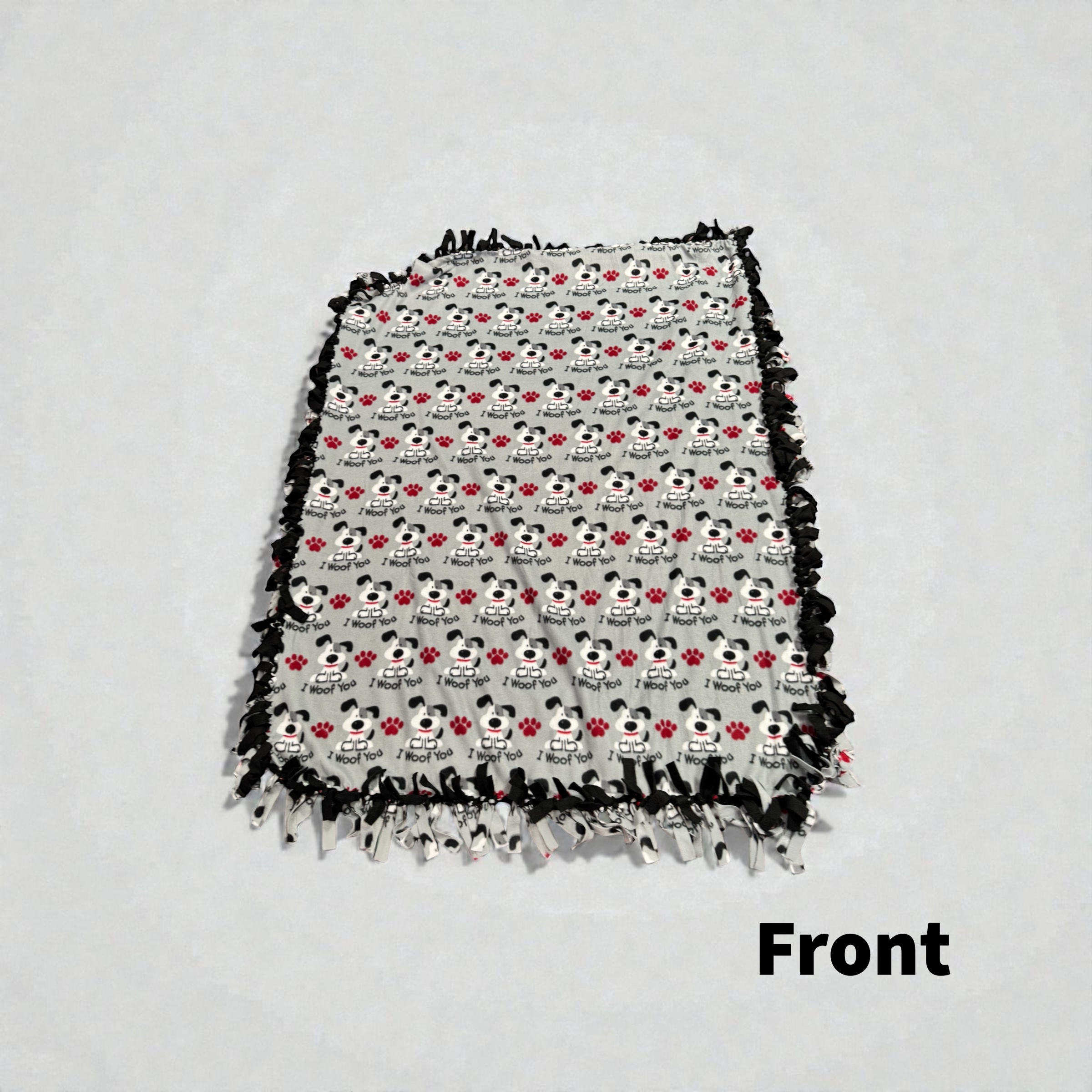 Dog Print Cut & Tie Fleece Blanket – 50” x 60”