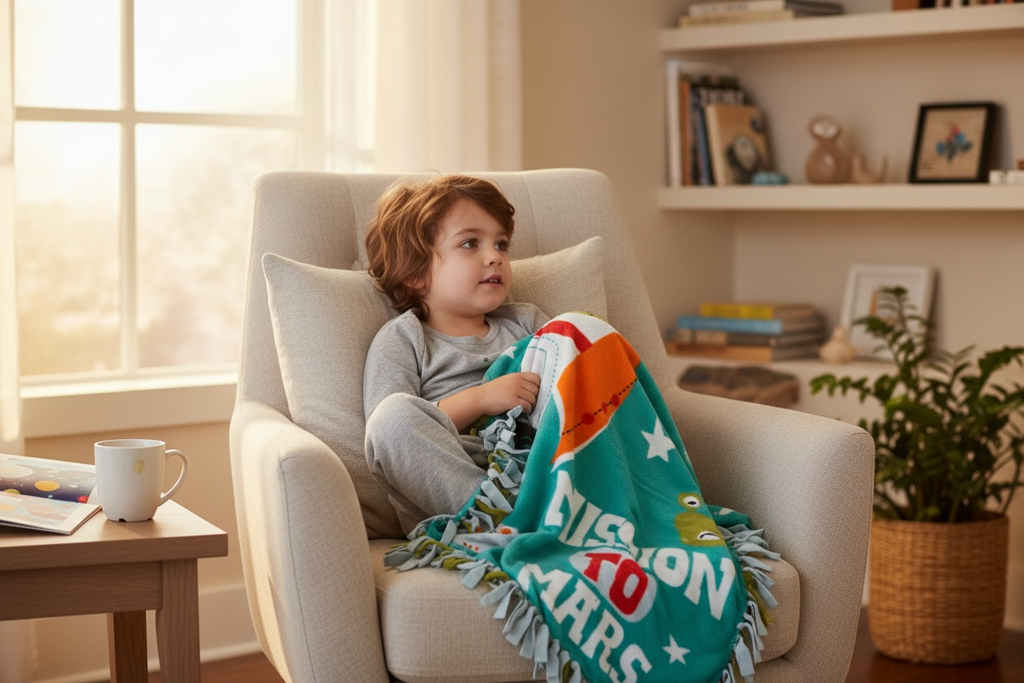 Astronaut Mars Logo Cut & Tie Fleece Blanket – 48” x 60”