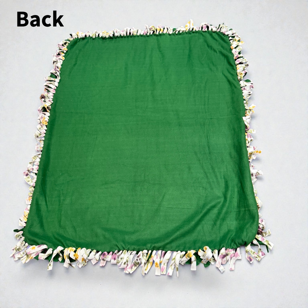 Purple, Yellow & White Floral Cut & Tie Fleece Blanket – 72” x 60”