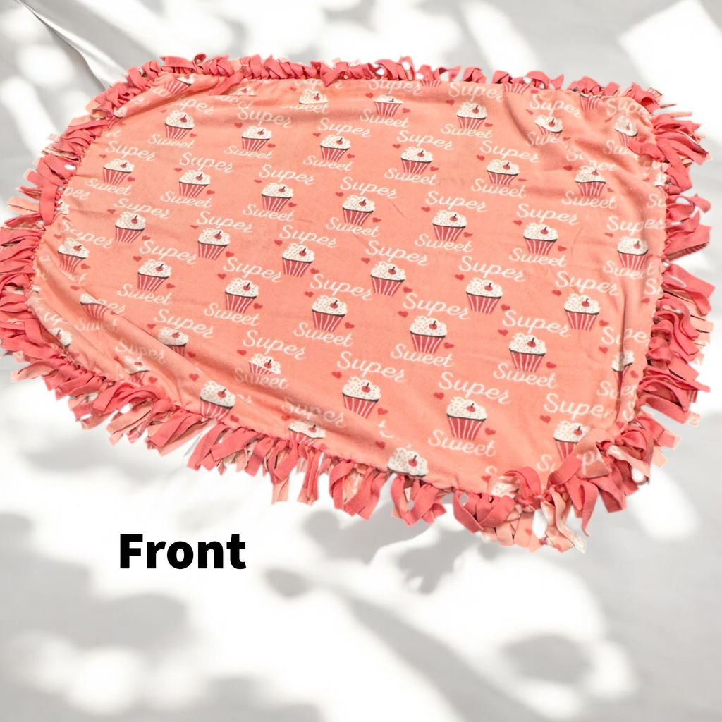 Pink Cupcake Cut & Tie Fleece Blanket – 48” x 60”